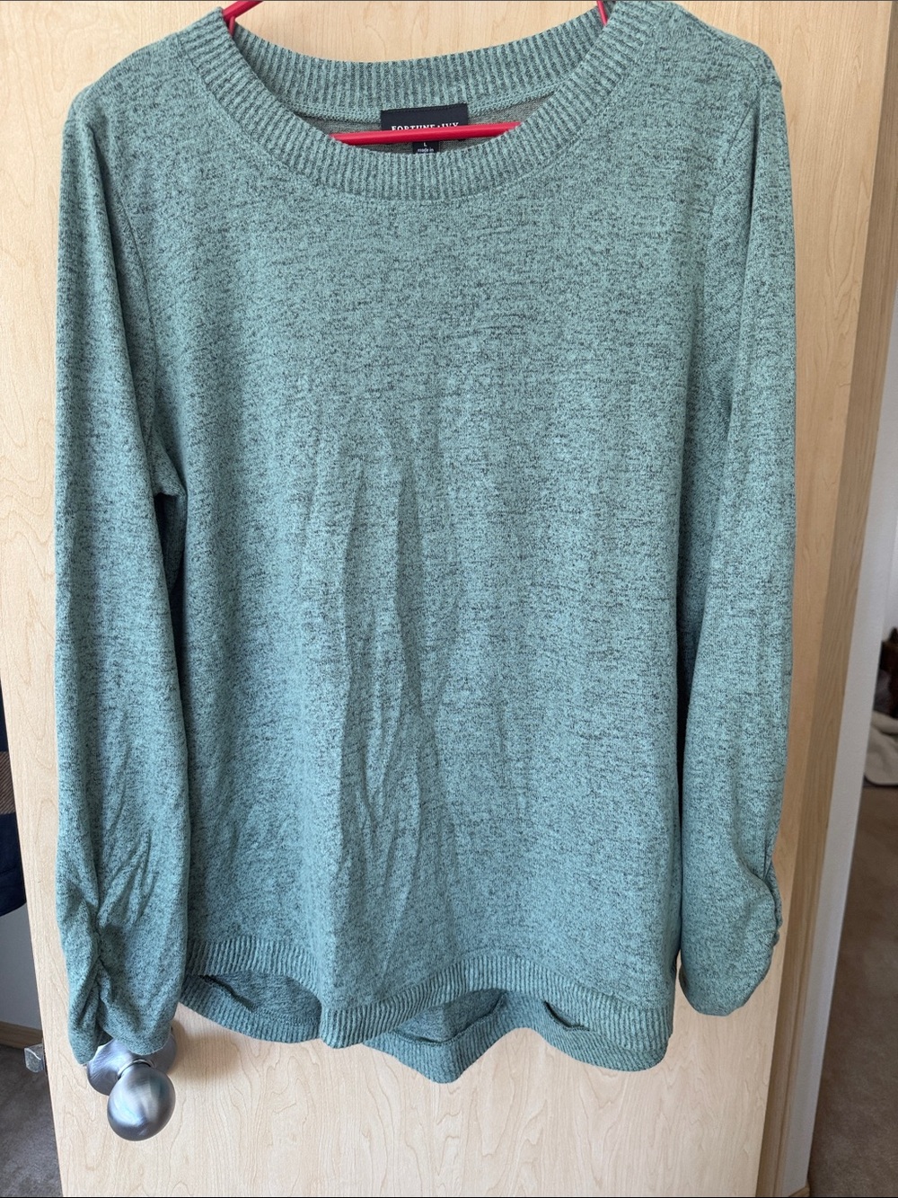 Comfortable Mint Green Crewneck Sweater by Fortune + Ivy